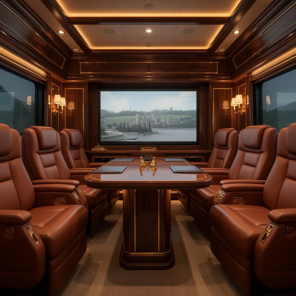 Walnut and brass executive lounge interior